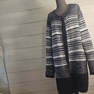 Ann Taylor Black and White Knit Cardigan